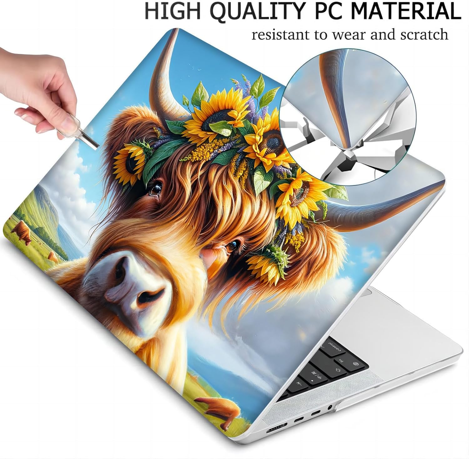 Compatible with MacBook Neo 13-inch, Hard Shell Case with Keyboard Cover and Screen Protector (A3404 A18 Pro chip, 2026 Release) - Highland Cow MC22957
