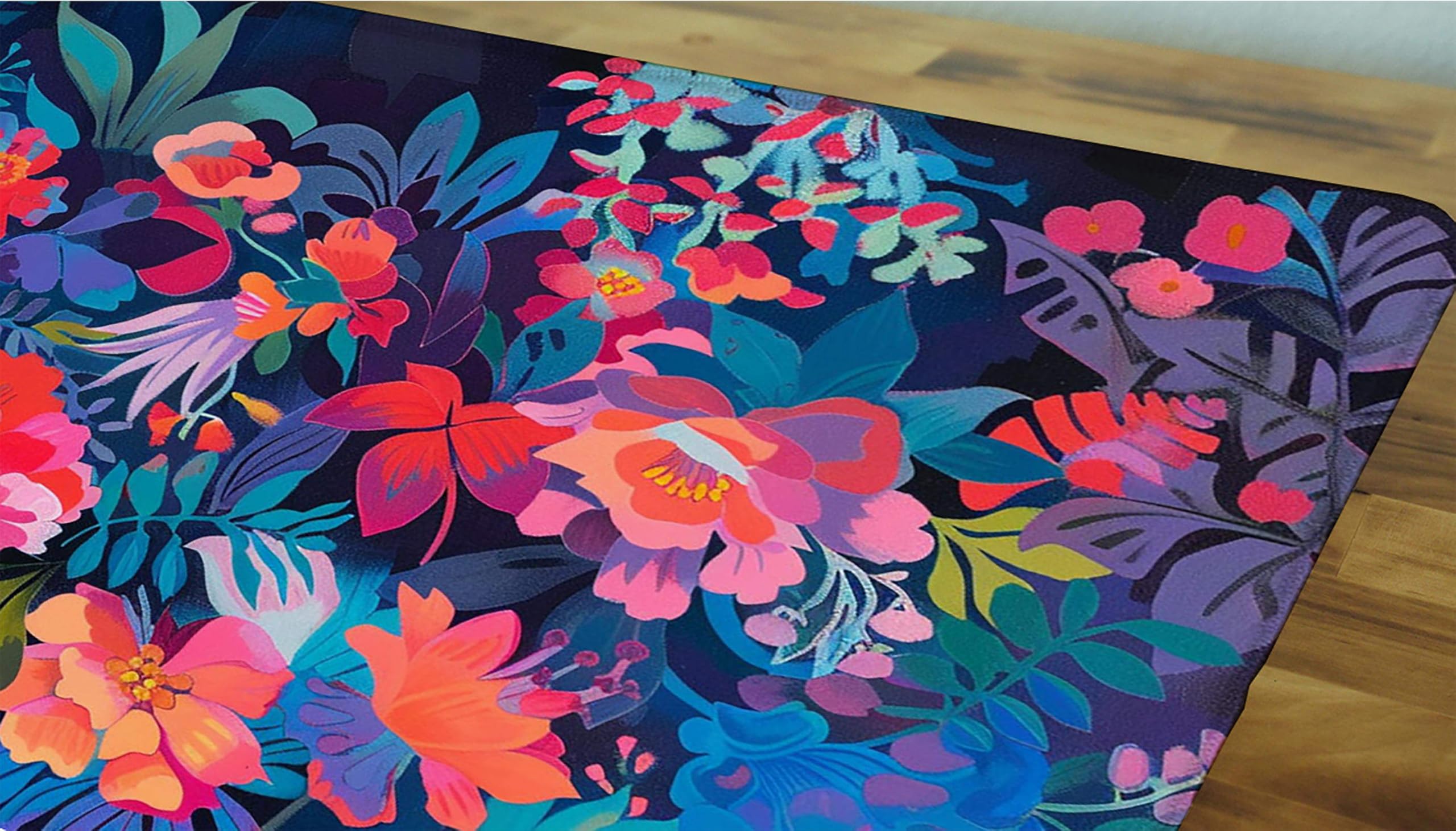 Kolorowa podkładka pod mysz XXL, podkładka na biurko, 1200 x 600 cm, szyte krawędzie, podkładka pod mysz, gumowa podstawa, kwiaty, podkładka pod mysz, stabilna przyczepność na gładkich powierzchniach,