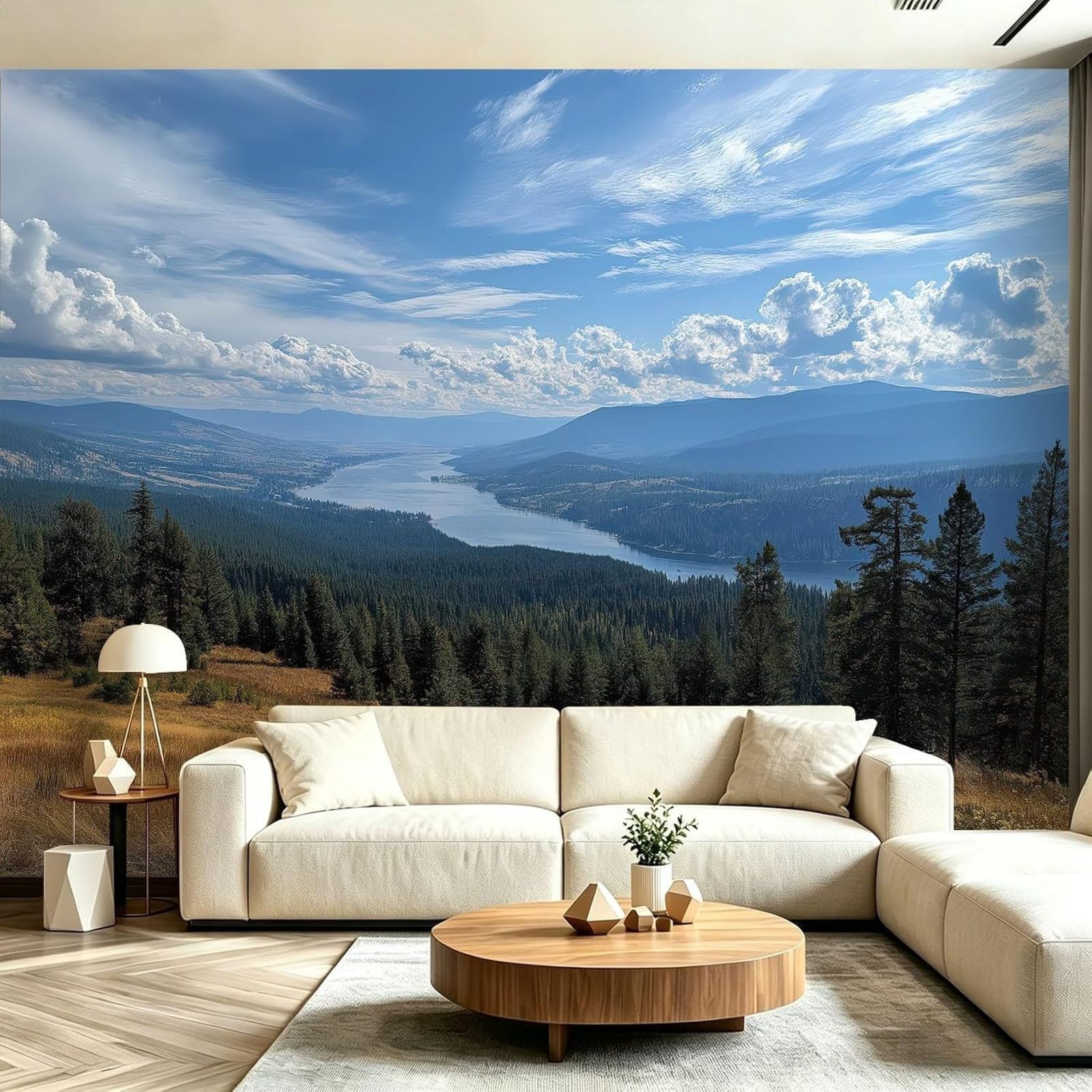 Kfjhgbdshhj 3D Mural Photo Mural-Wallpaper Green 3D Effect Non-Woven, Dense Plant Pine Forest Bedroom Living Room Panoramic - Modern Children's Room Office Hallway Background Nature Forest Wall Mural, 350Cm X 256Cm Poste