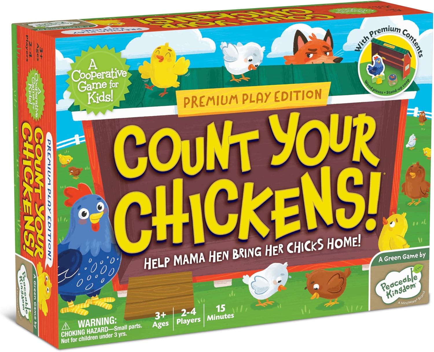 Peaceable Kingdom Count Your Chickens Award Winning Cooperative Counting Game for 2 to 4 Kids Ages 3+ – Premium Play Edition
