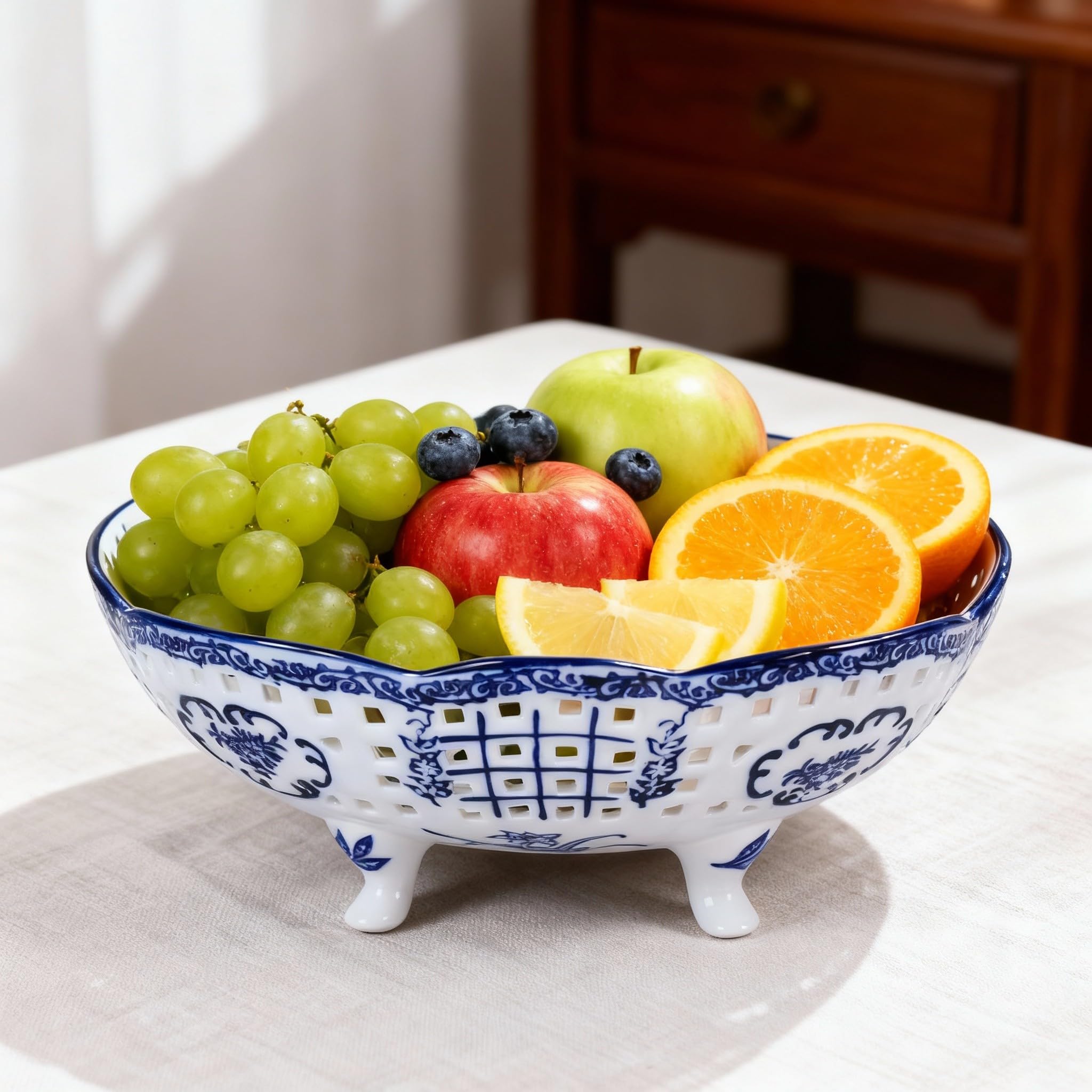 Crème Color Oval Decorative Bowl For Kitchen Counter Fruit