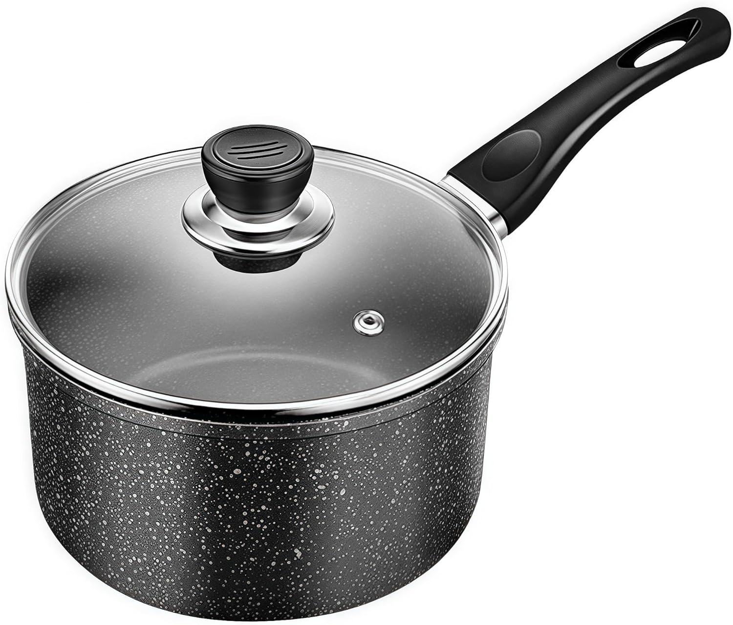 2 Quarts Nonstick Saucepan with Glass Lid - Small Pots for Cooking, Detachable Handle Multipurpose Induction Compatible Cooking Pot, PFOA Free