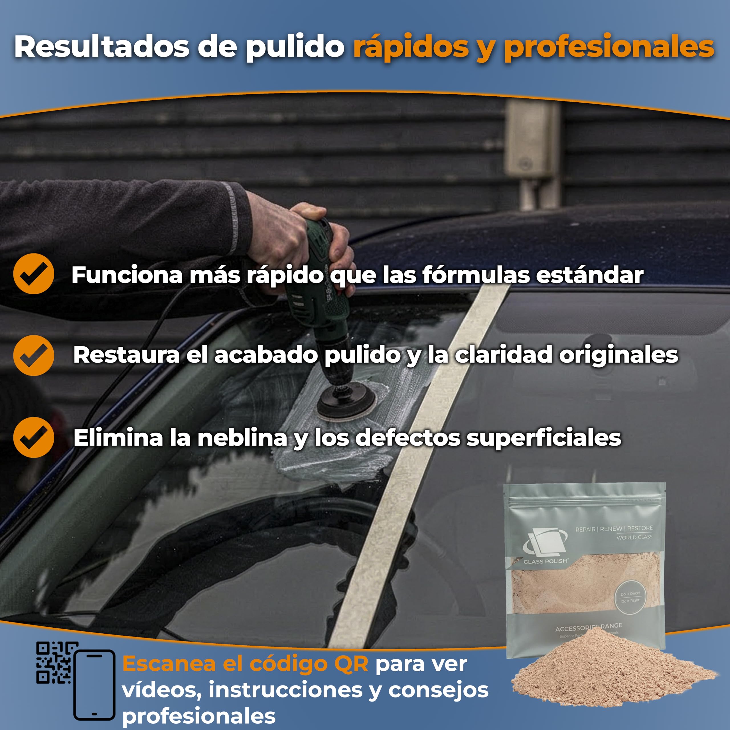GLASS POLISH 1 kg Cerium Oxide, Compuesto de Pulido de Vidrio de Óxido de Cerio Grado Alto 85% Puro, Fórmula Tratada en Suspensión, Partículas de 3,5 Micras, Rendimiento de Restauración Mejorado