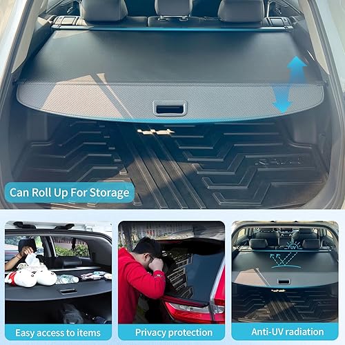 Miniatura 47 de Cubierta retráctil de carga para Toyota RAV4 2013 2014 2015 2016 2017 2018, cubierta trasera antimiradas para maletero de equipaje (lona)