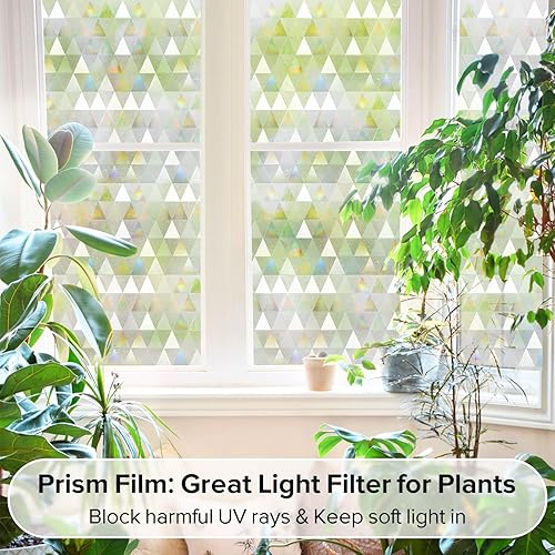 Miniatura 3 de rabbitgoo Película de privacidad para ventana, diseño de arco iris, vinilo decorativo 3D, película no adhesiva, bloqueo solar y UV, para el hogar,