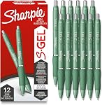 Sharpie S-Gel, Gel Pens, Medium Point (0.7mm), Forest Green Barrel, Black Ink, 12 Count