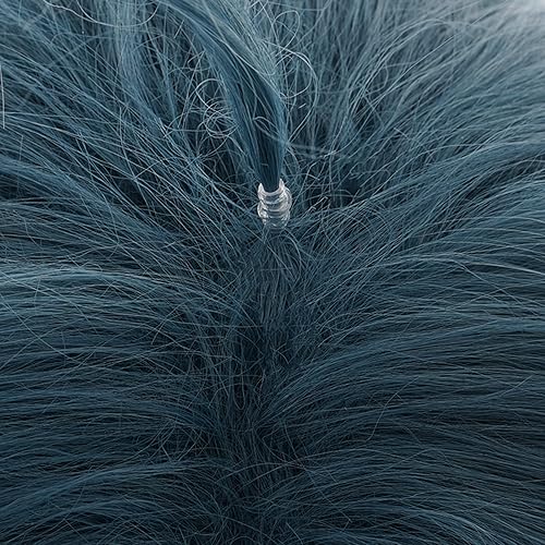 Miniatura 5 de Peluca de cosplay de anime, color azul oscuro, degradado de pelo corto para Comic Con, espectáculo de cosplay, Halloween