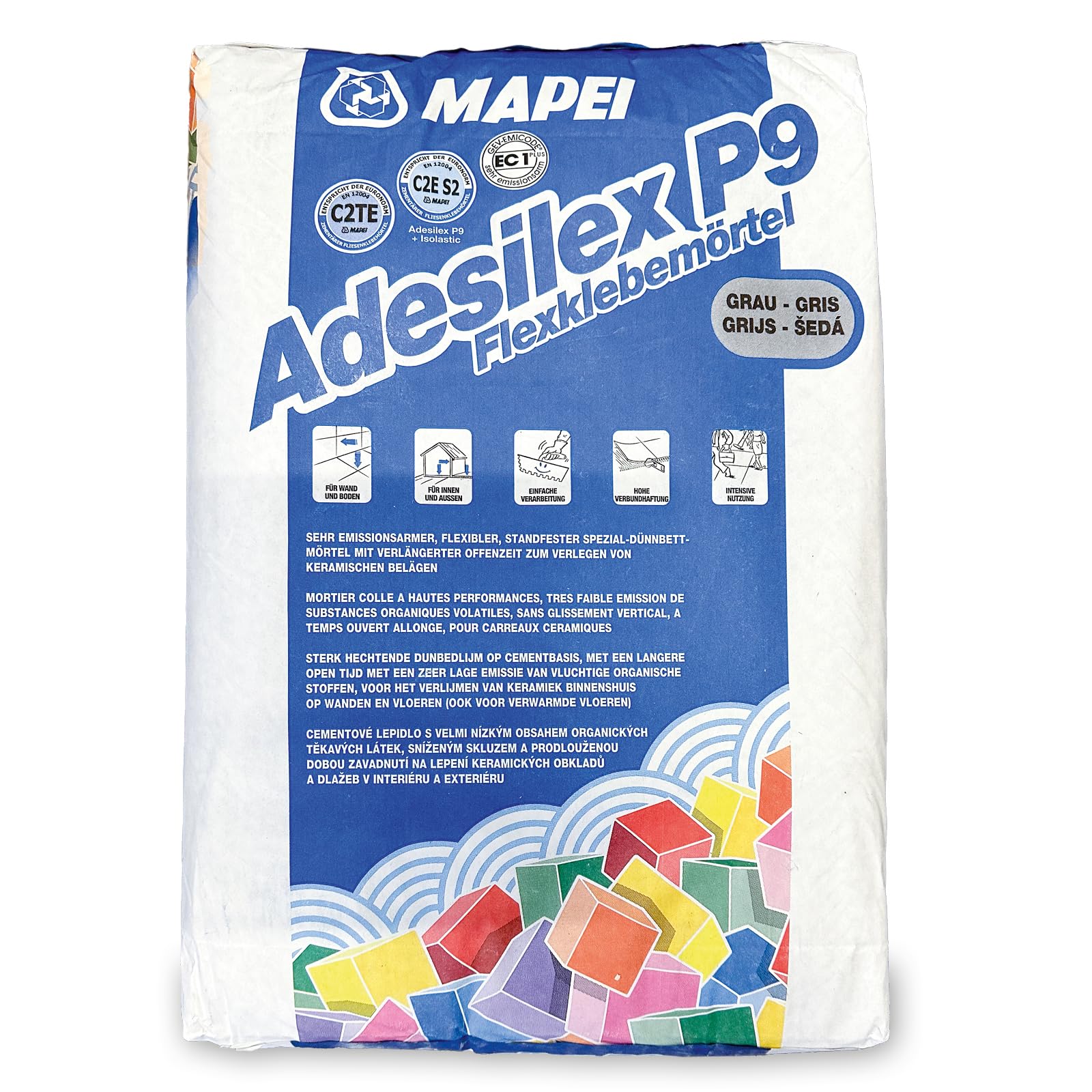 '"ADESILEX P9 flexklebe Malta flessibile sottile letto Malta colla per piastrelle, Grigio (1 Sacco 25 kg)