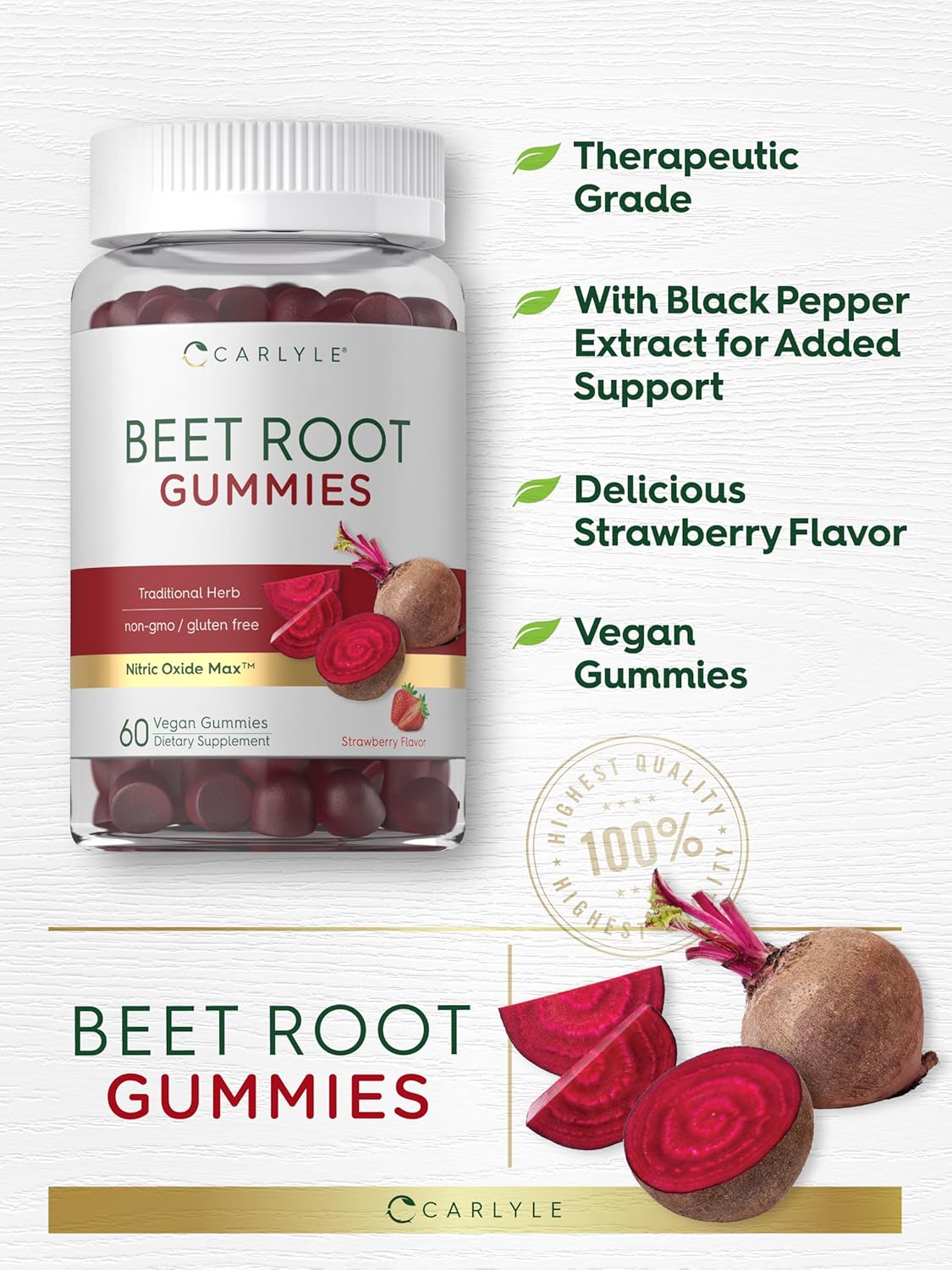 Beet Root Gummies | | Extract Supplement with Bla Pepper and