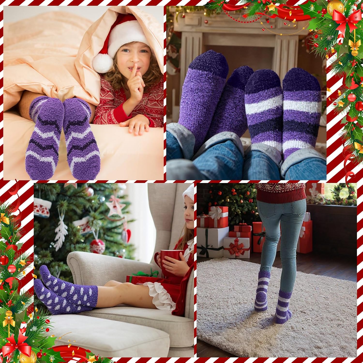 Hoolerry 30 Pairs Galentine's Day Gifts Valentine's Day Fuzzy Socks Bulk Purple Pink Heart Crew Sock for Valentine Gift - Image 6