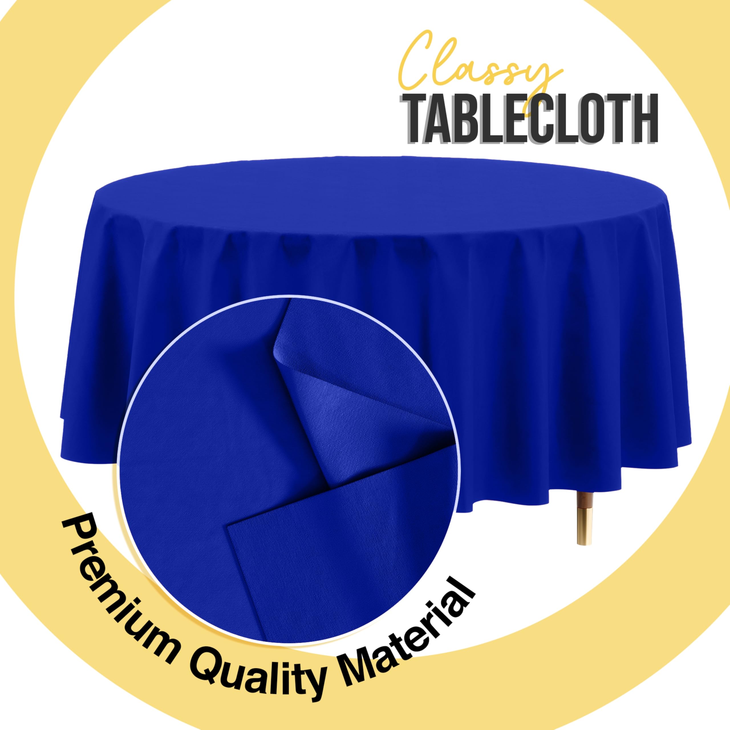 Exquisite 66% Thicker Premium Dark Blue Round Tablecloth 0.5 Mil 12 Pack Plastic Table Cloth 84 Inch Round Plastic Tablecloth Won't Tear Easily Like Cheap Thin Brands - Image 3