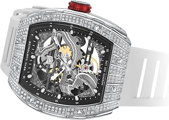 Automatic Mechanical Watch Skeleton Stainless 50M Waterproof Anti Shock Casual Diver Men Wrist Watch Sterling Watches Chronograph Analog Business Casual Fashion Adjustable Silicone Band