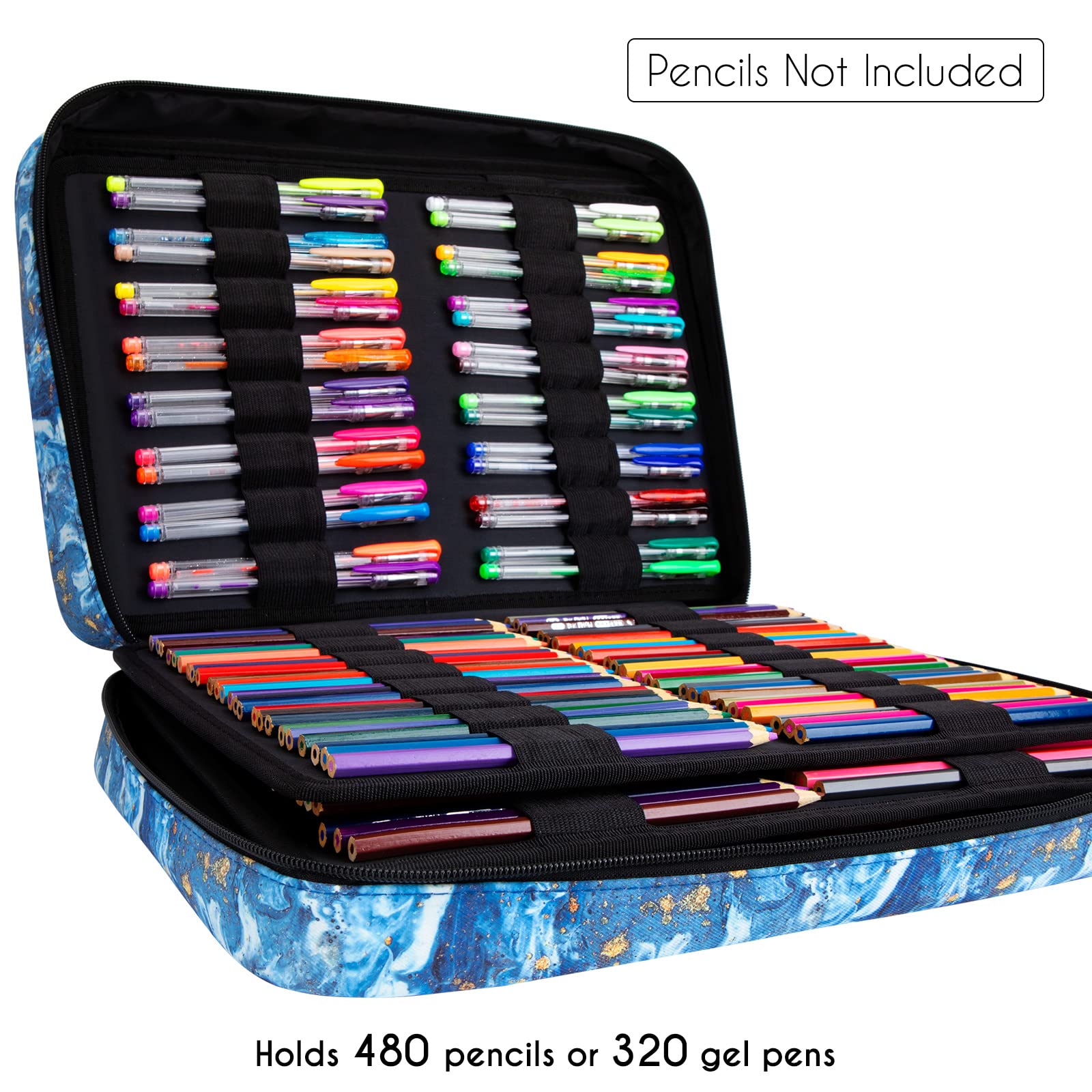 YOUSHARES Astuccio colorato di grande capacità, 480 scomparti, con supporto multistrato per matite colorate Prismacolor e penne gel (Quicksand Gold)