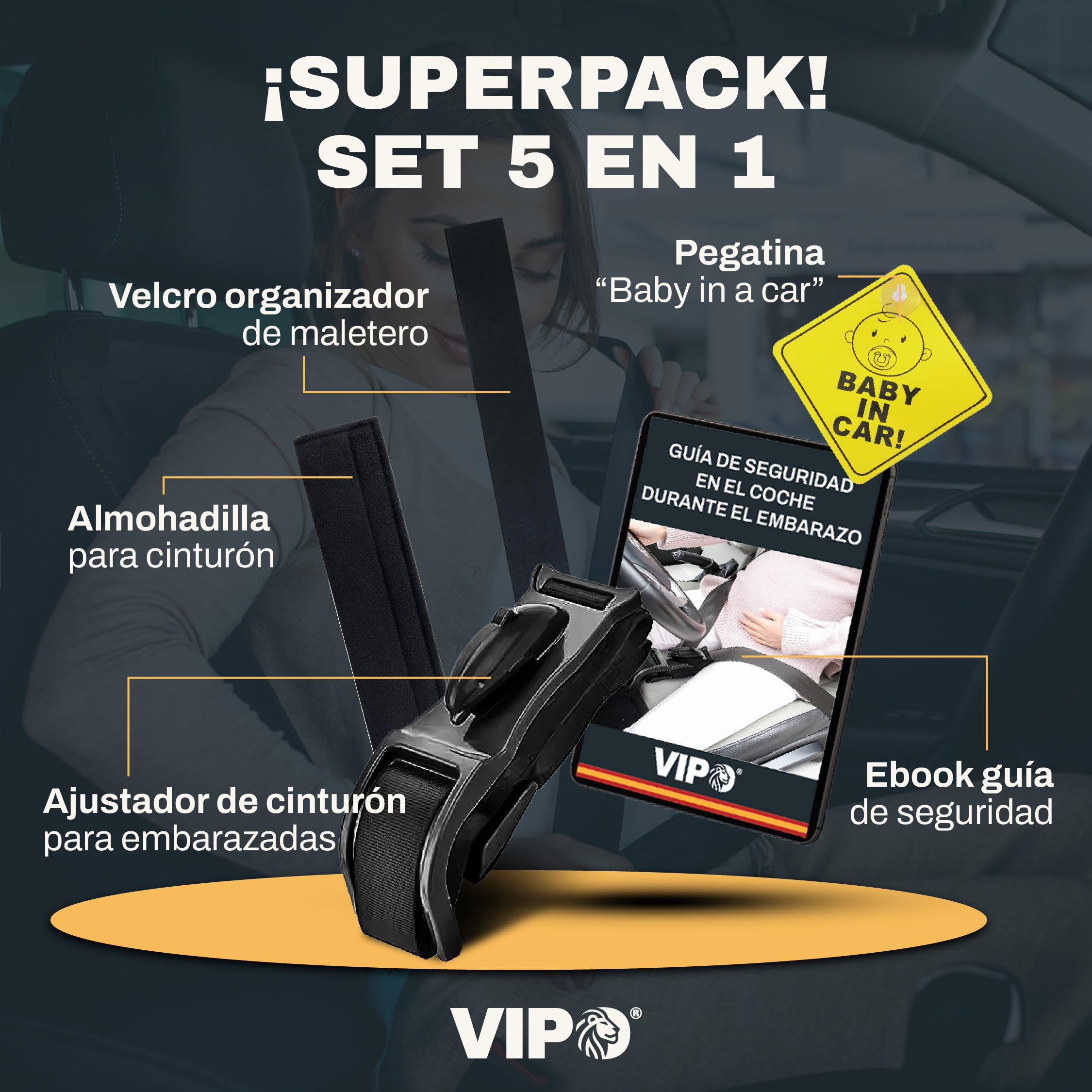 Cinturón Embarazada Coche Homologado + Guía de Seguridad | Protege al Bebé de Presión e Impactos | Adaptador Cómodo para Maternidad | Regalo Ideal para Futuras Mamás