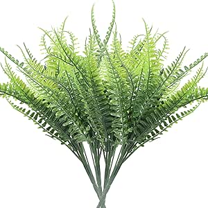10pcs Herbes Artificielles Deco Arbustes Artificiels Extérieur UV Résistant Plante Verte