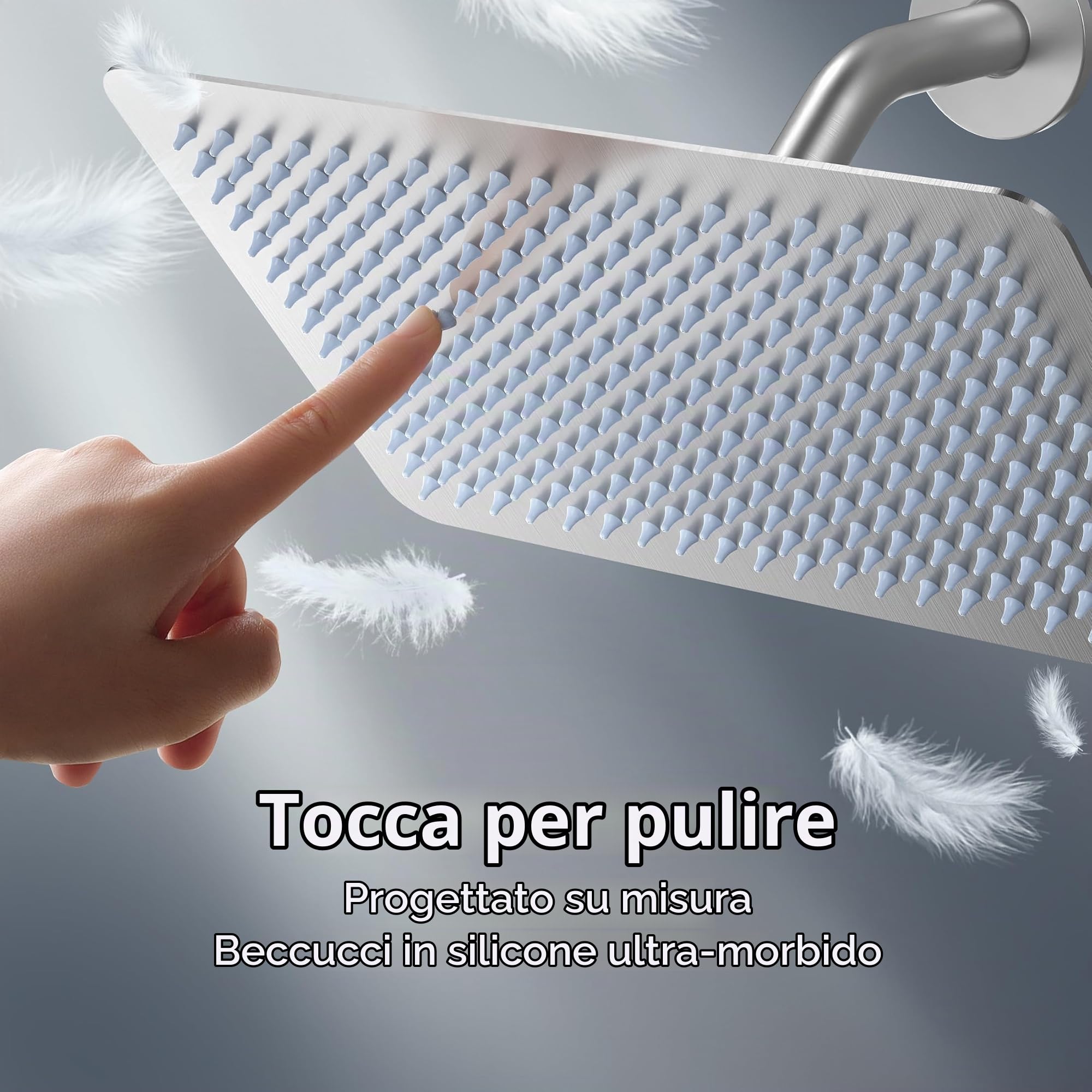 KES Doccia Soffione TUTTI Acciaio inossidabile 18/8 Grande Soffione Doccia Docce Fisse 30x20CM Doccia a Pioggia Soffione Doccia Regolabile Alta Pressione Spazzolato, J215S12F25-BS