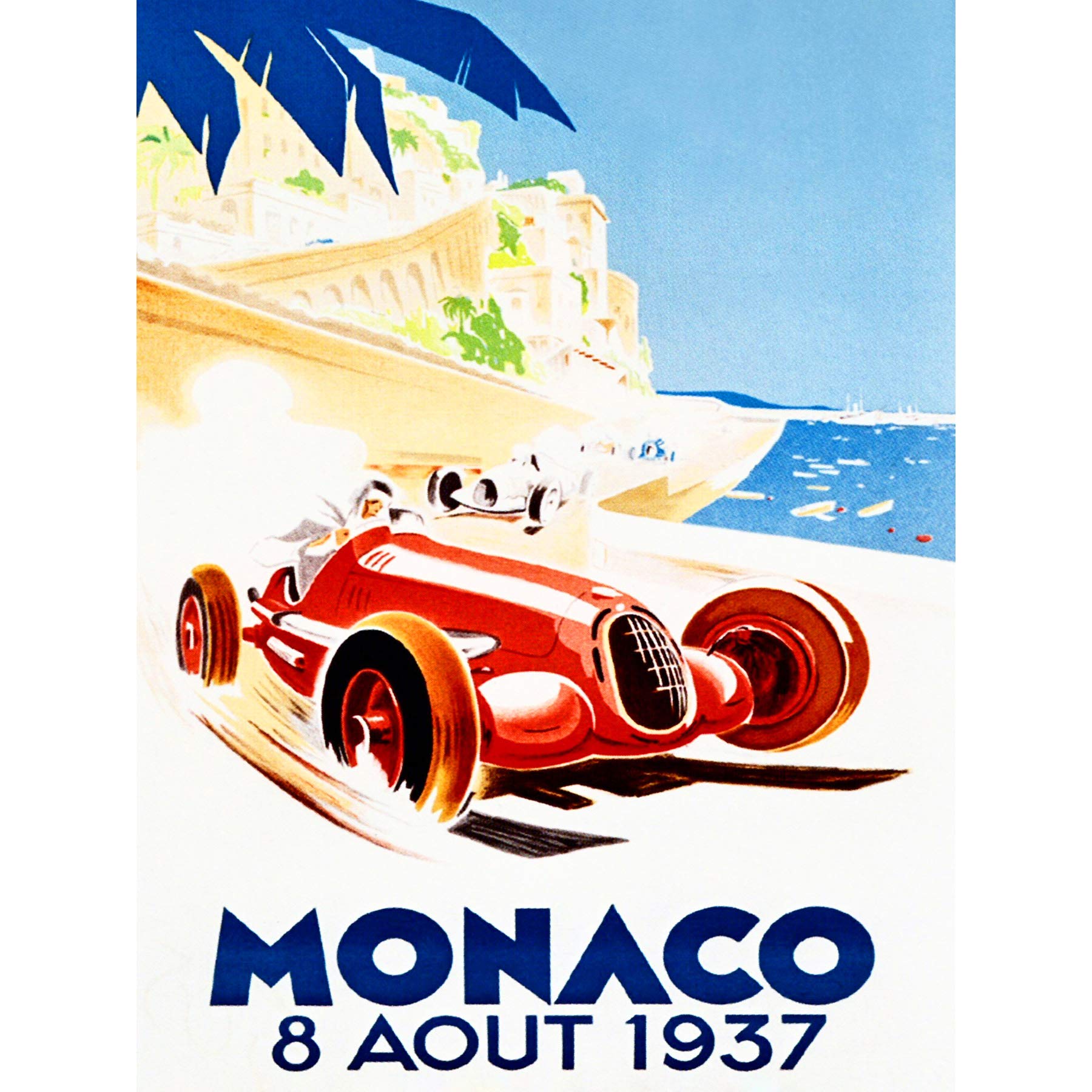 Wee Blue Coo Racing Car Monaco 1937 Grand Prix Large Wall Art Poster Print Thick Paper 18X24 Inch