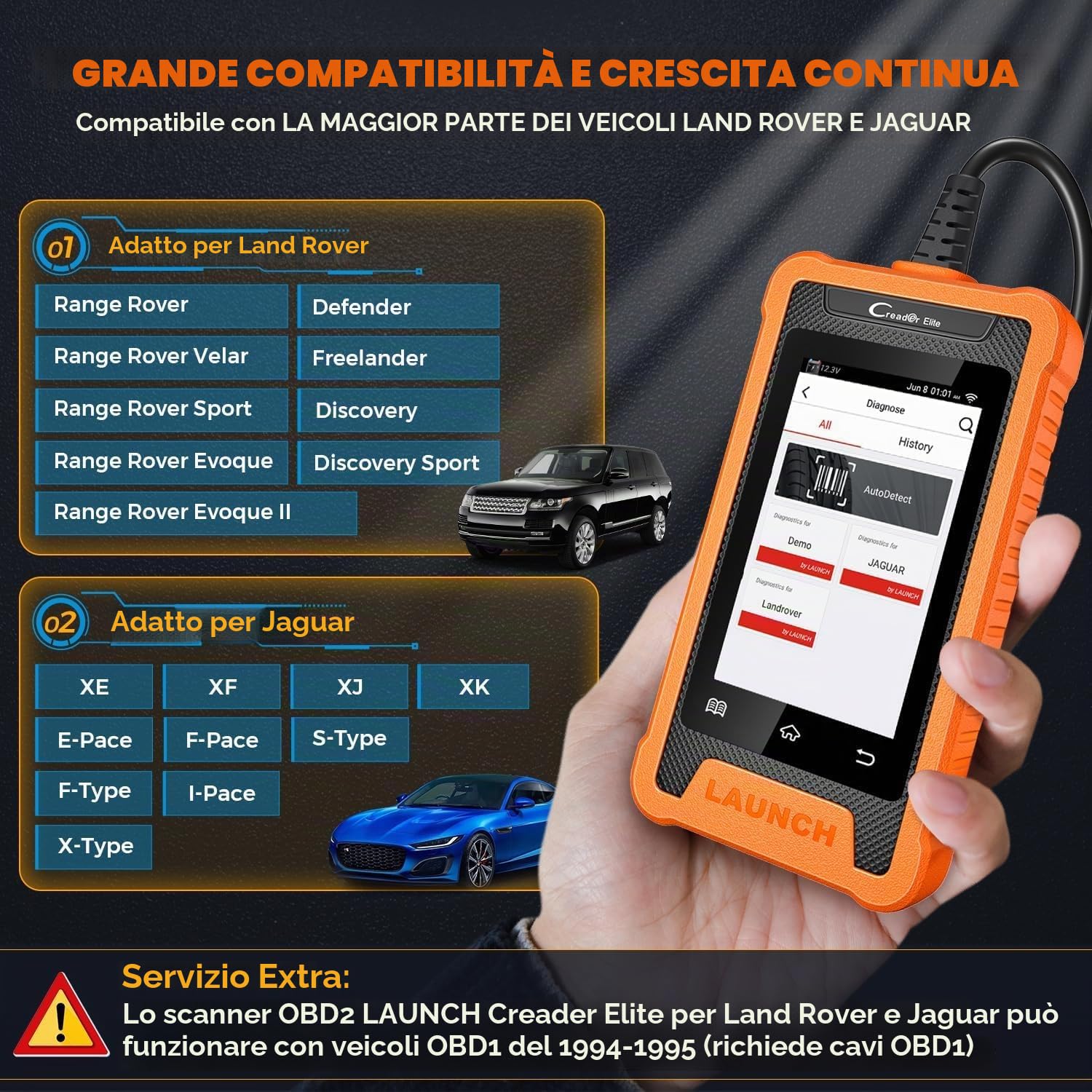 LAUNCH X431 OBD2 Auto Diagnostica di Tutti i Sistemi per Landrover per Jaguar con Funzione di Reset 31 +, Controllo Bidirezionale Codifica ECU Online TPMS EPB Dpf, Aggiornamento