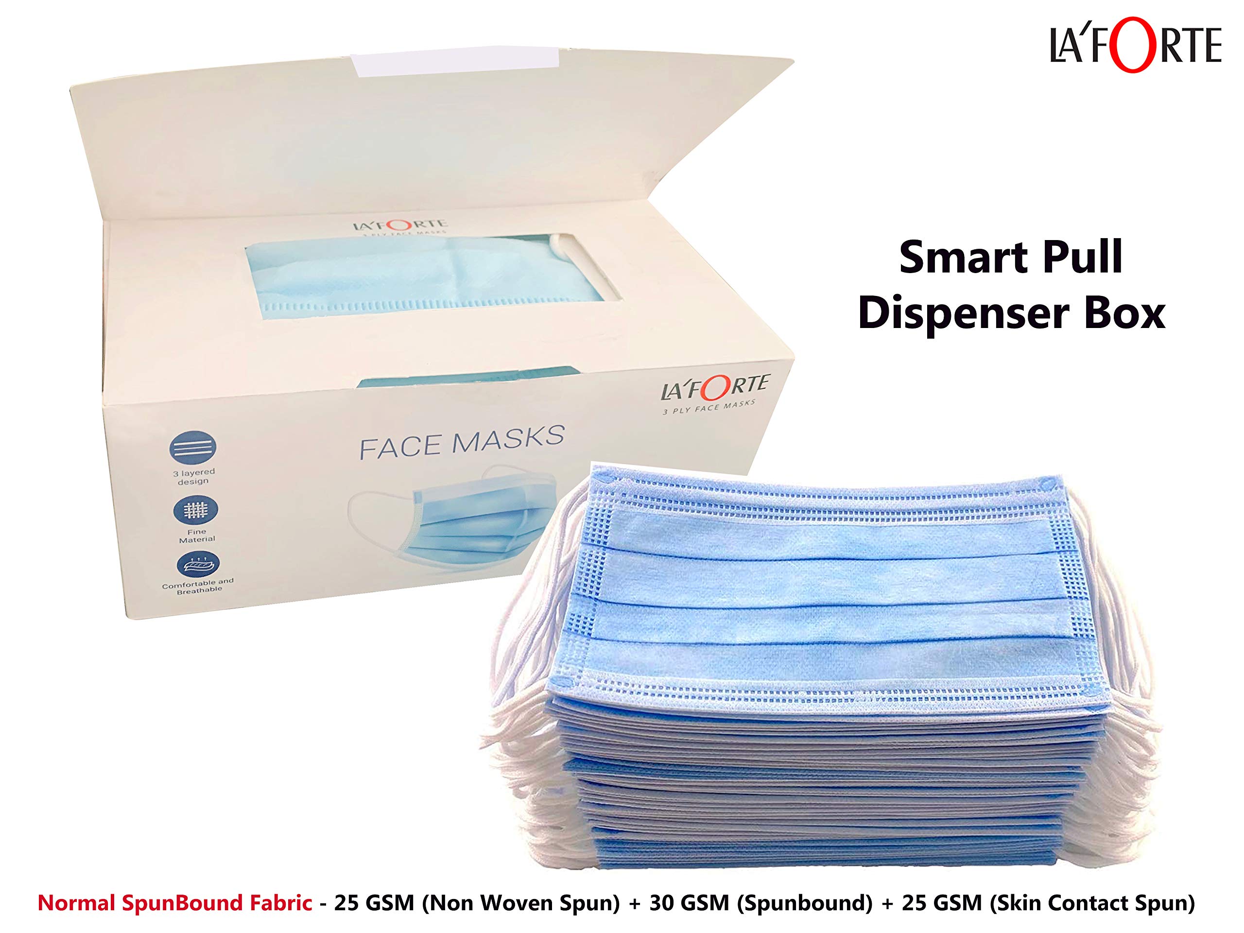 La' Forte 3Ply Mask (with Nose Clip, 100 Pcs)