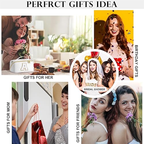 Miniatura 8 de YOOLIFE Regalos para mujeres y niñas  Bolsa de maquillaje con iniciales con monograma, bonita bolsa de maquillaje cosmética para mujeres, regalos de