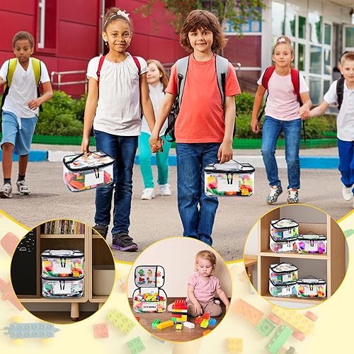Miniatura 8 de Paquete de 6 bolsas transparentes de almacenamiento de juguetes con etiqueta de nombre y bolsillo manual, funda organizadora de juguetes de PVC