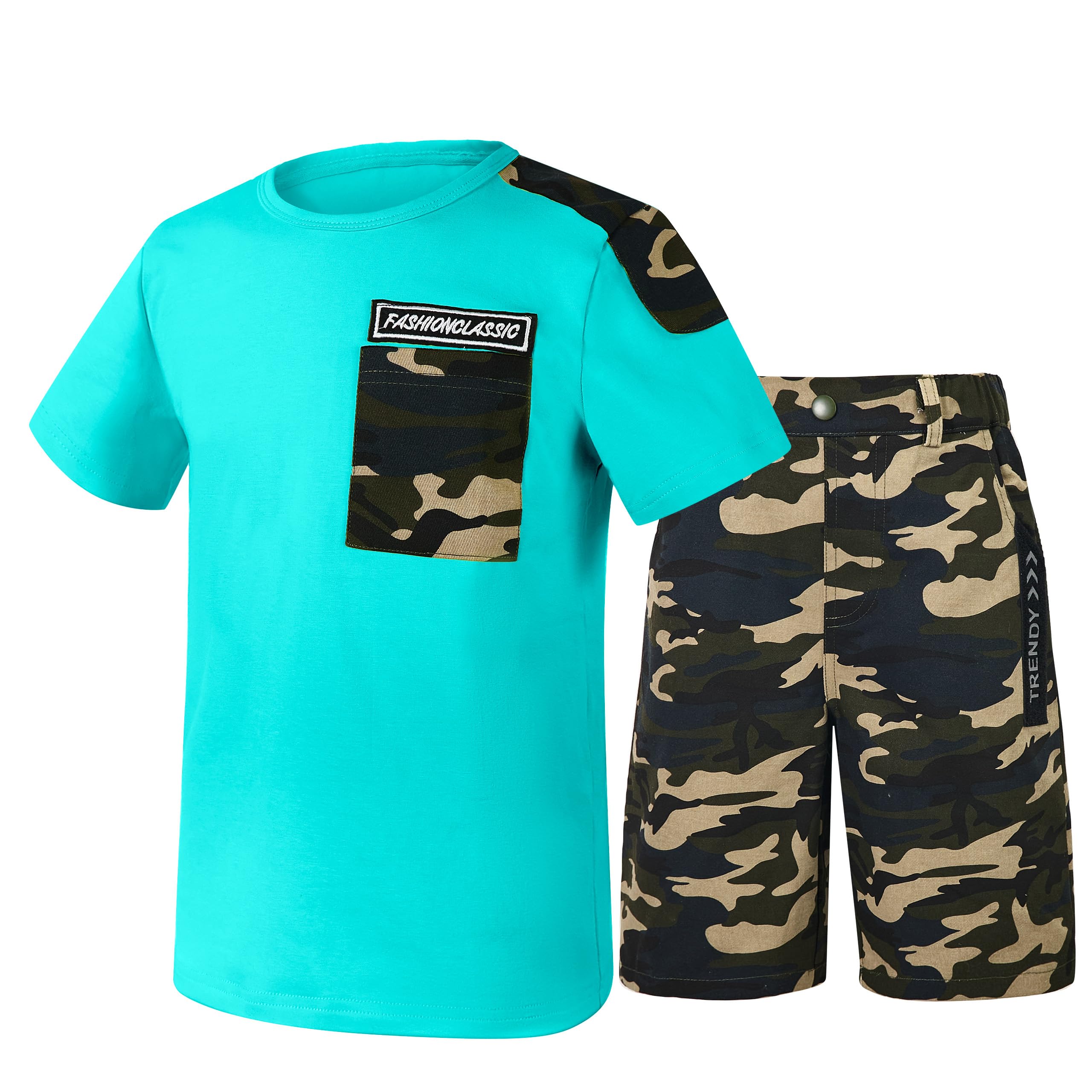 LOLANTA Boy Summer Outfit Casual Clothes 2Pcs Cotton T-shirt Shorts Set