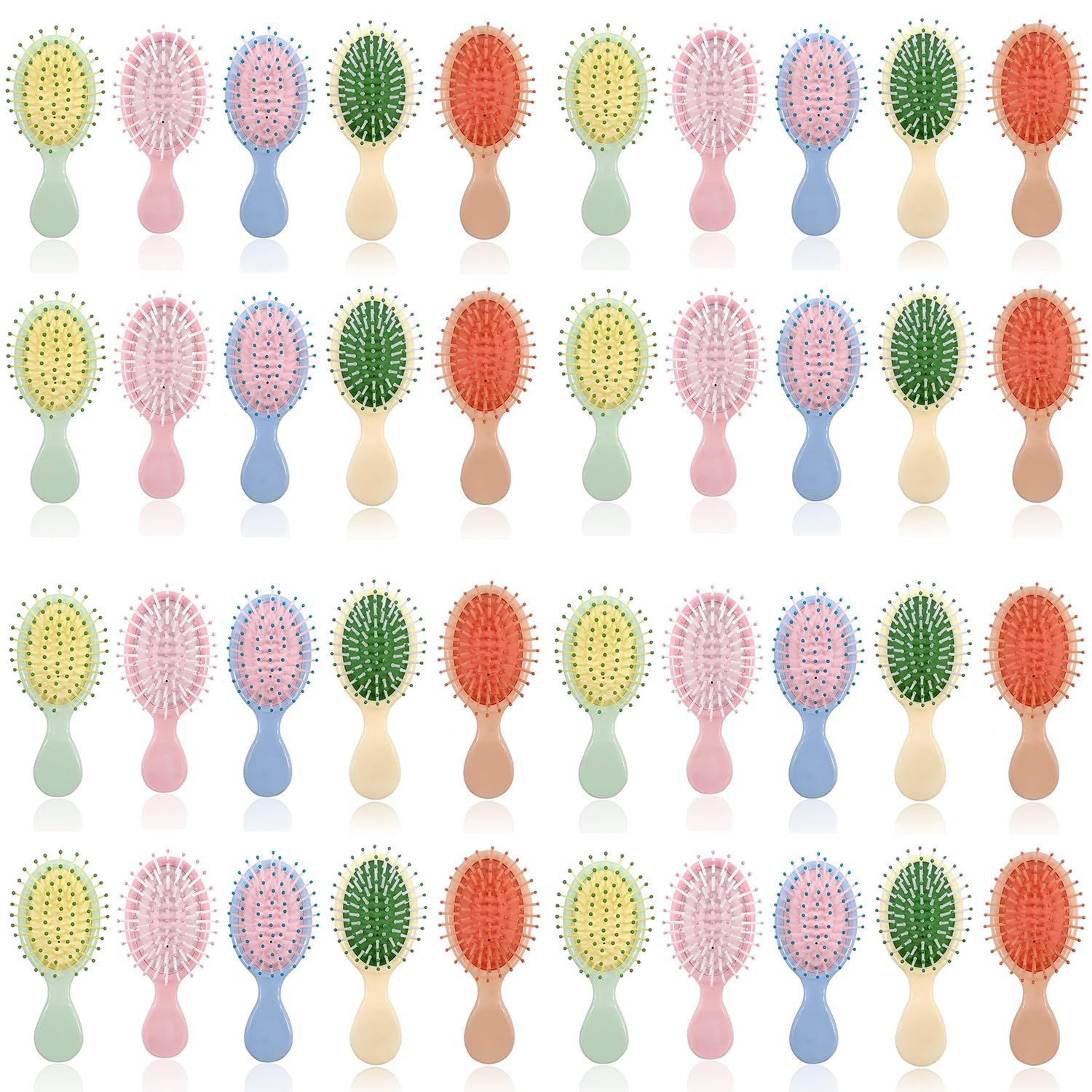 40 Pieces Mini Wet Hair Brush, Travel Detangling Brush, for Most Hair Types, with Ease Knots Without Tears or Breakage, Multicolor