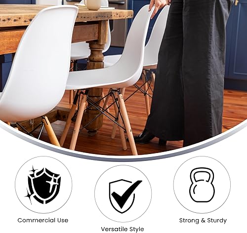 Miniatura 52 de Flash Furniture - Paquete de 2 sillas Elon Series de plástico negro con patas de madera Negro -,Gris (Moss