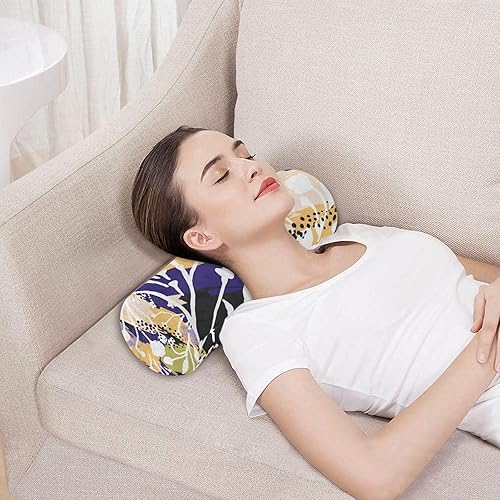 Miniatura 5 de Abstract Floral Leopard Printed Round Bolster Pillow Neck Roll Pillow Form Round Pillows for Couch for Round Pillow Cases with Zipper Cylinder Neck