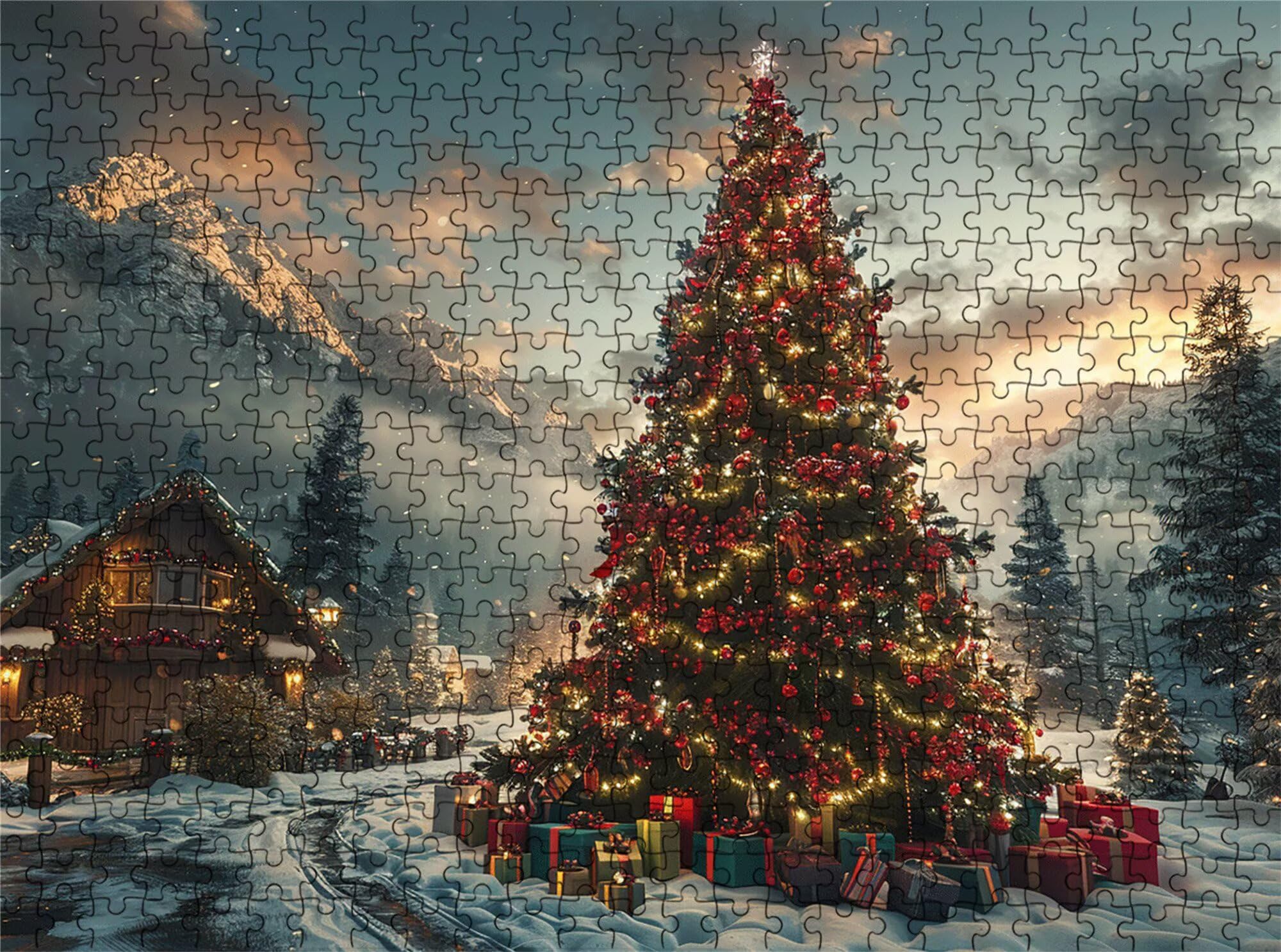 Puzzle 2000 elementów, budka choinki puzzle 2000 elementów dorośli i dzieci, wysokiej jakości artystyczna łamigłówka, 99,5x70,5 cm Klasyczna gra puzzli dla dorosłych, prezent dla kobiety/mężczyzny s7h