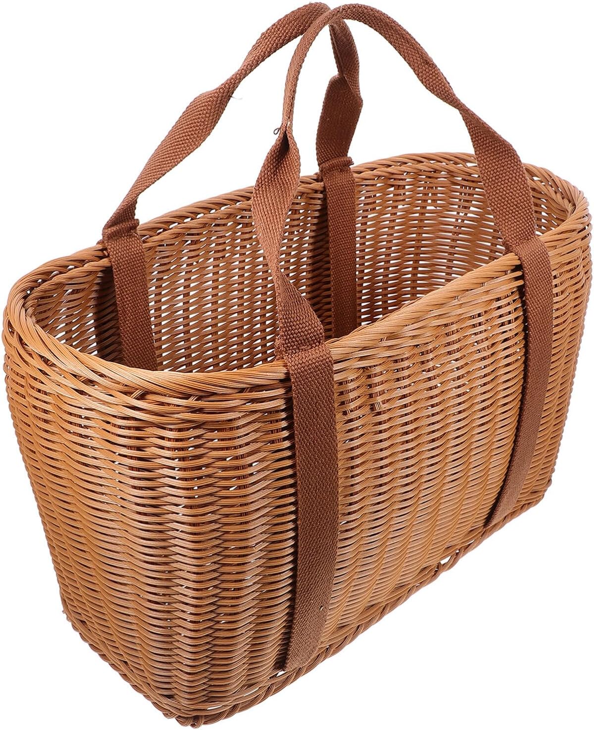 VANZACK Versatile Picnic Accessory: Large Woven Rattan Basket for Fruit Groceries and Outdoor Events