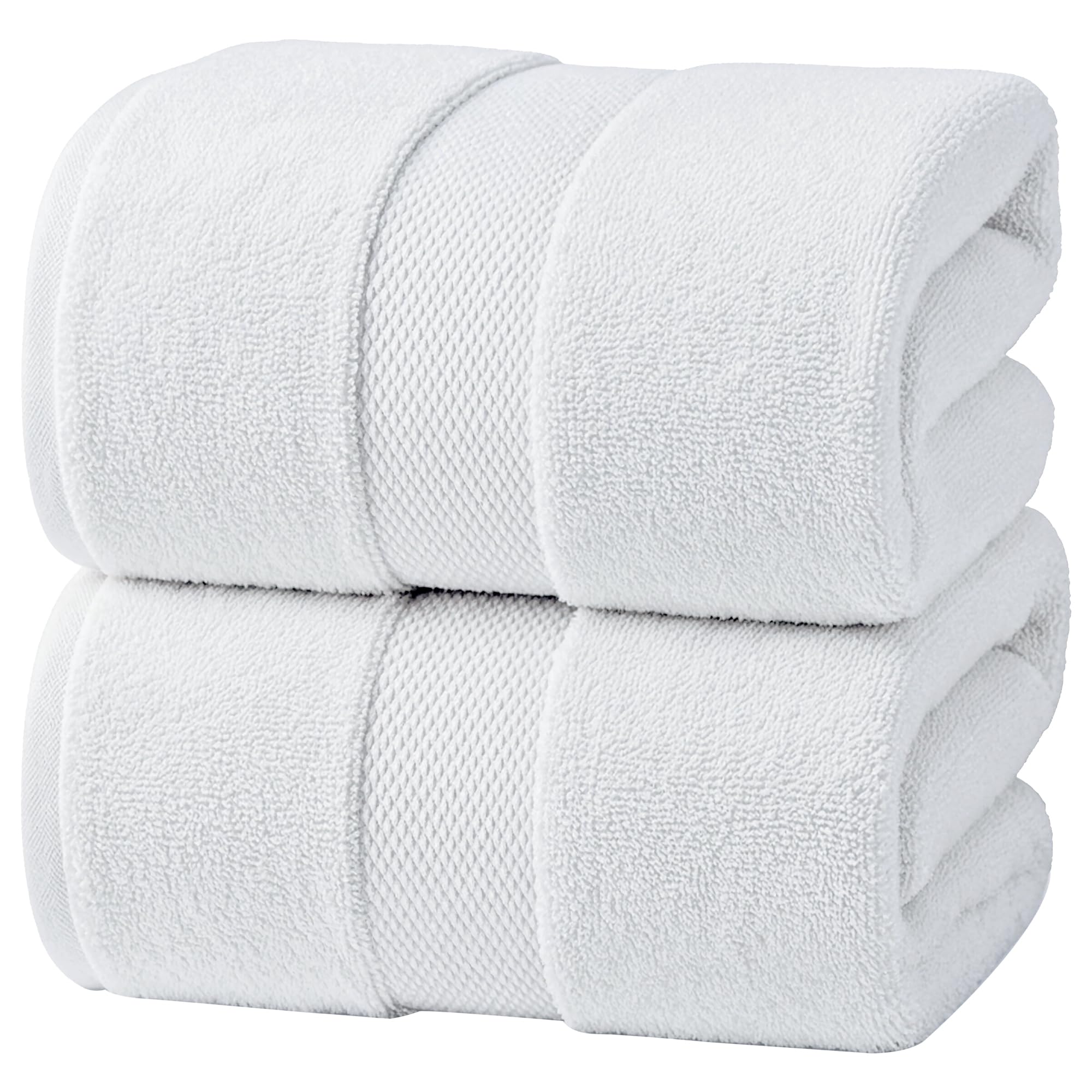 Infinitee Xclusives White Jumbo Bath Sheets — Pack of 2, 90cm x 180cm Large Bath Sheet Towel — 100% Ring Spun Cotton — Large Towels for Bathroom, Hotel & Spa Quality Towels