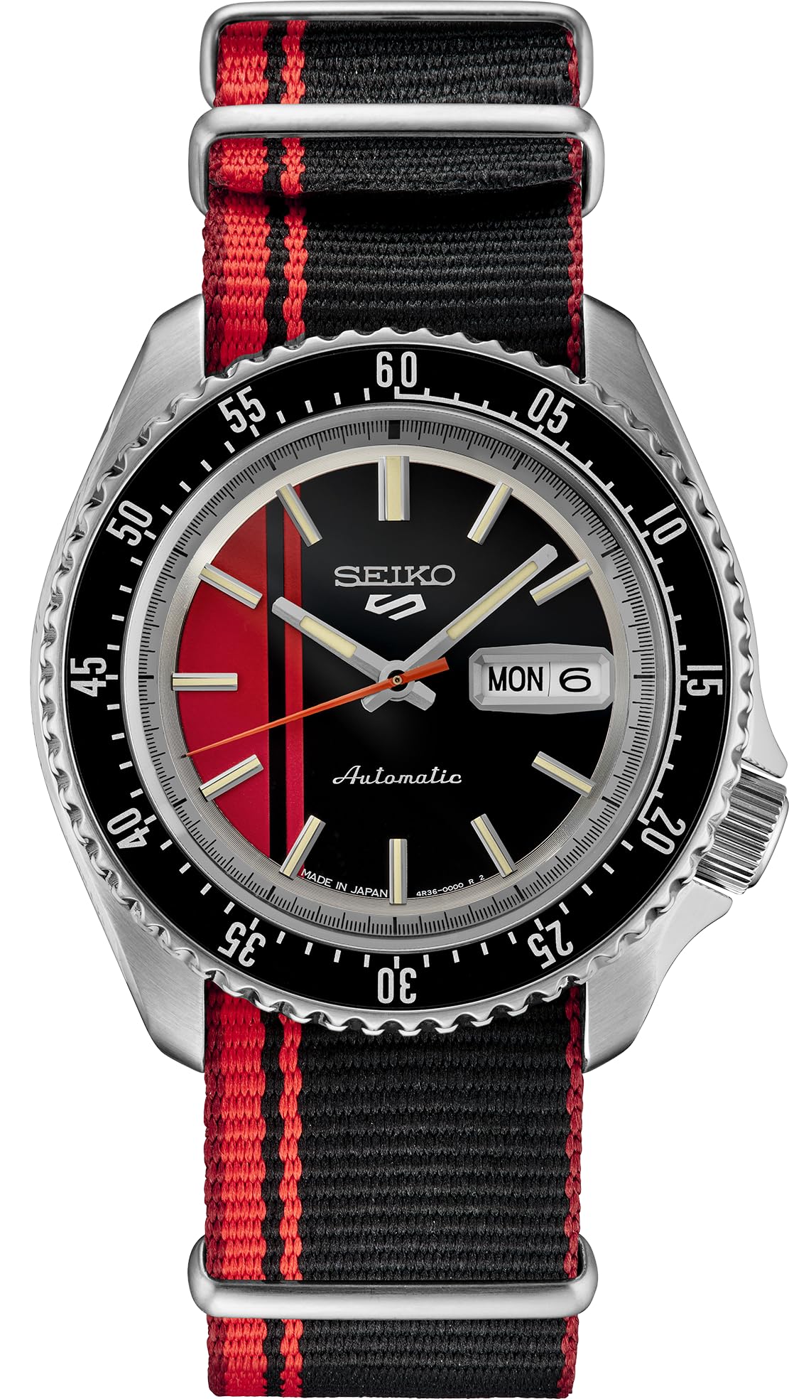 SEIKO Automatyczny zegarek dla mężczyzn - 5 sportów - kalendarz dnia/daty, wskazówki i markery LumiBrite oraz obrotowa ramka, wodoodporny do 100 m