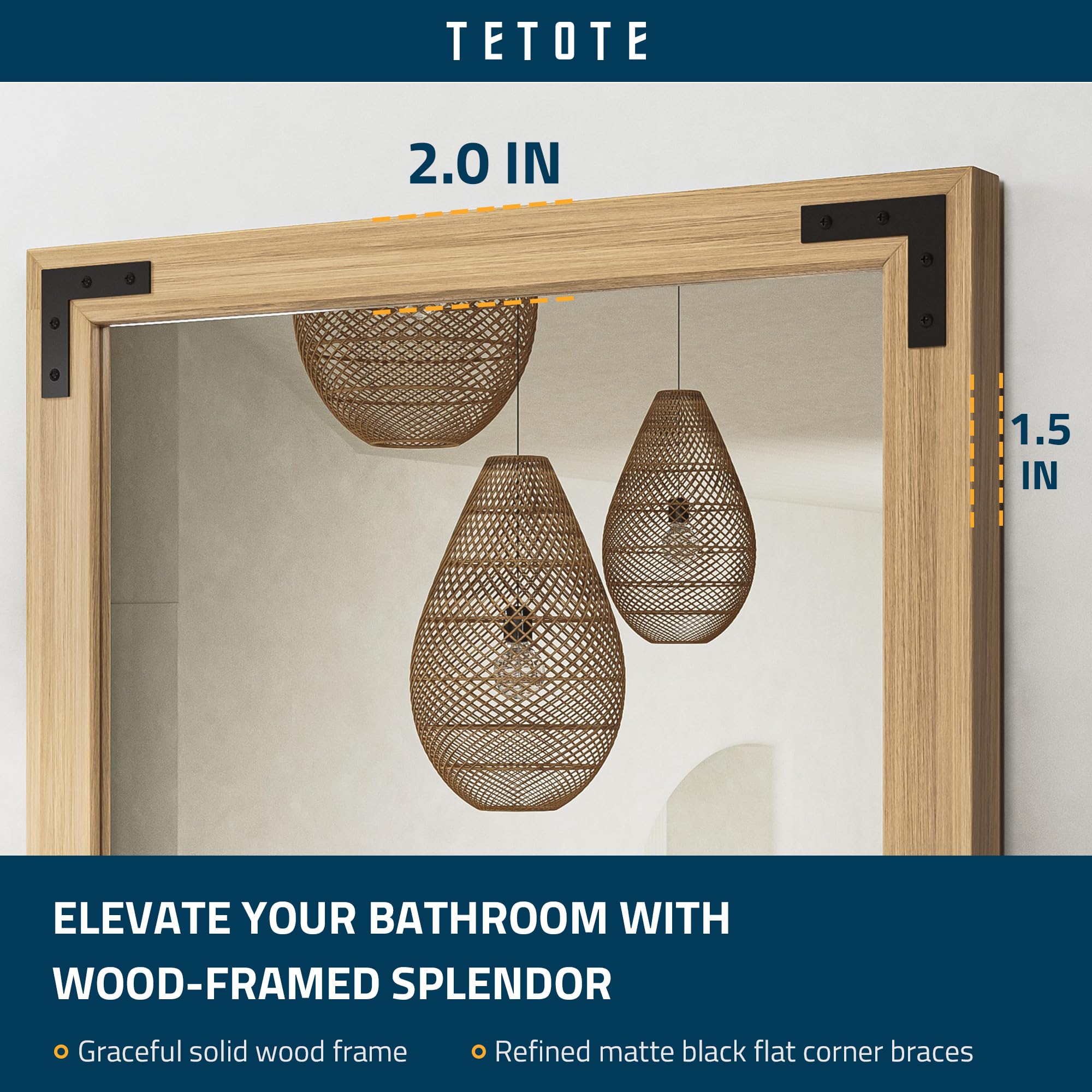 Amazon.com: TETOTE 22 x 30 Natural Wood Mirror for Bathroom Wall
