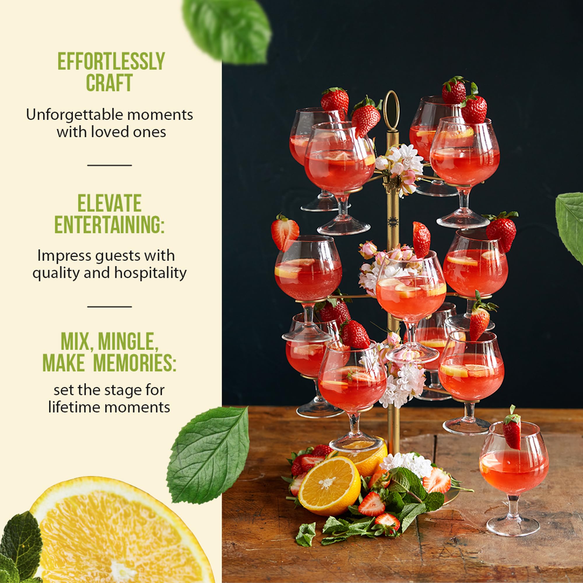 Cocktail Tree Stand - 12 Cup Drink Tower (Gold) -6