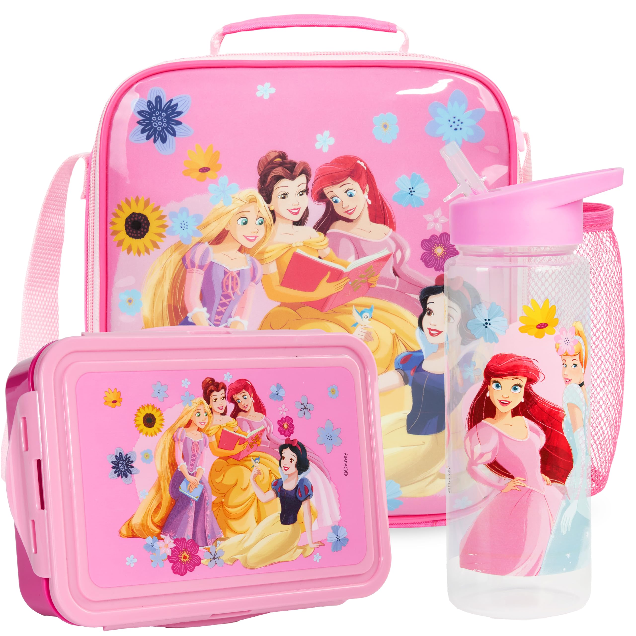 Get Trend Disney Princess Girls Lunch Bag Set with Bento Box & Bottle