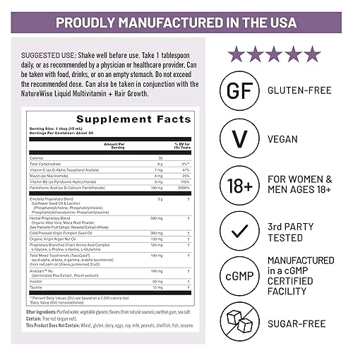 Miniatura 8 de NatureWise Hair Growth Plus - Suplementos para el crecimiento del cabello para mujeres y hombres - Con AnaGain Nu clínicamente probado + sin biotina