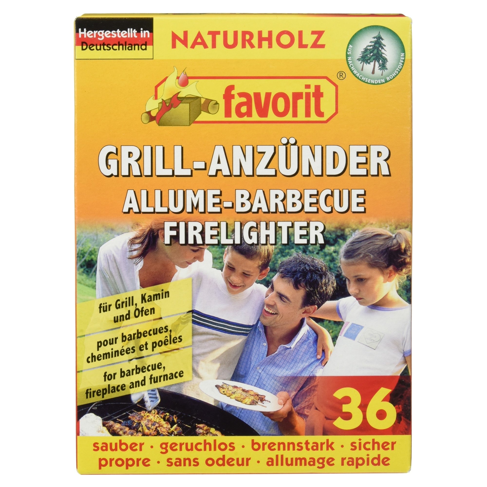 Favorit Grillanzünder 36 Riegel, aus Naturfaser