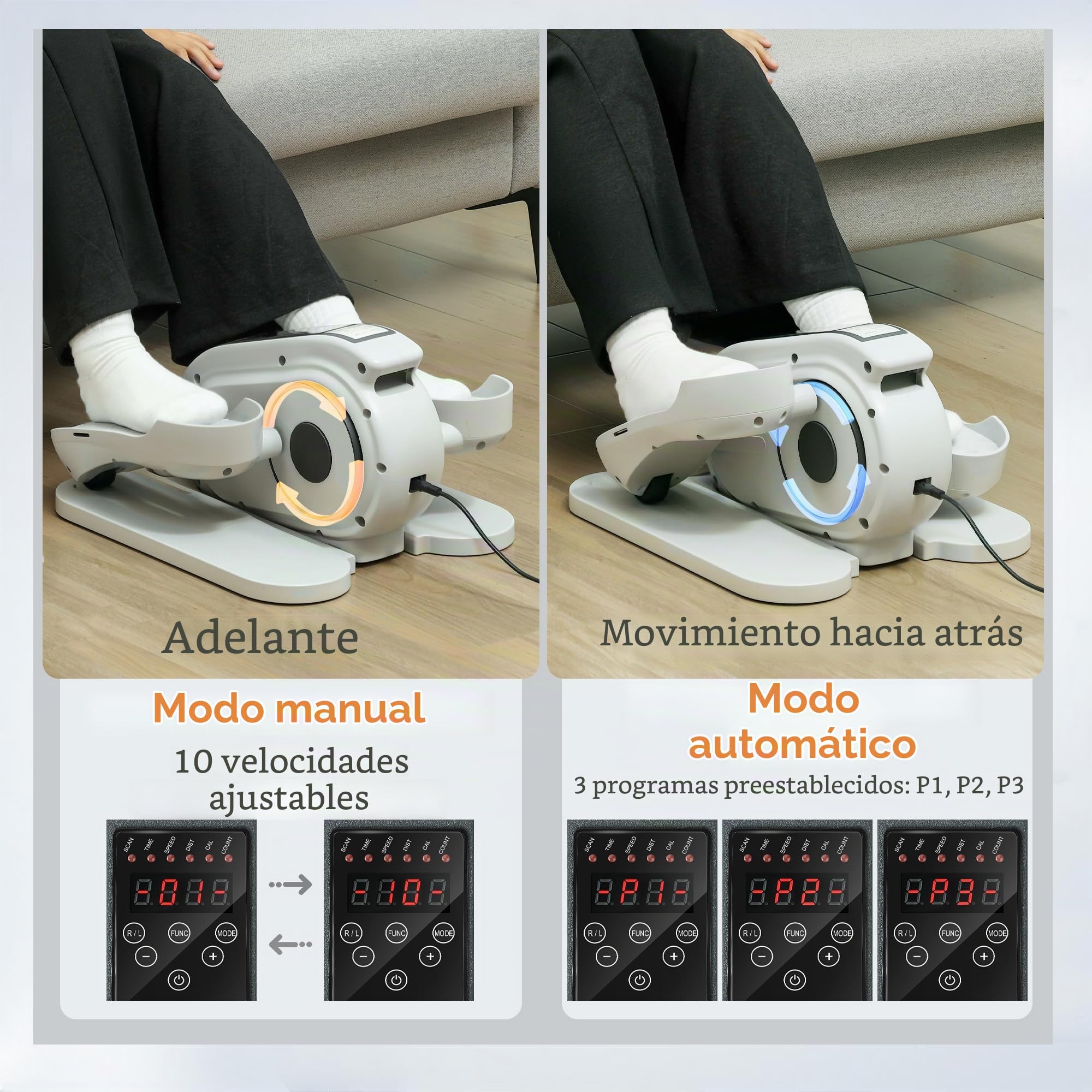 SPORTNOW Mini Entrenador elíptico bajo la Mesa Mini Cross Trainer para en casa Entrenador elíptico de piernas con Velocidad de 10 Pasos, Monitor LCD, Mando a Distancia, para la Oficina, Personas