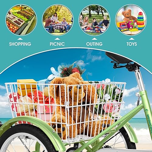 Miniatura 4 de MOPHOTO Triciciclos de 14 pulgadas y 16 pulgadas para ciclistas principiantes, triciclo pequeño de una sola velocidad de 3 ruedas, bicicletas de