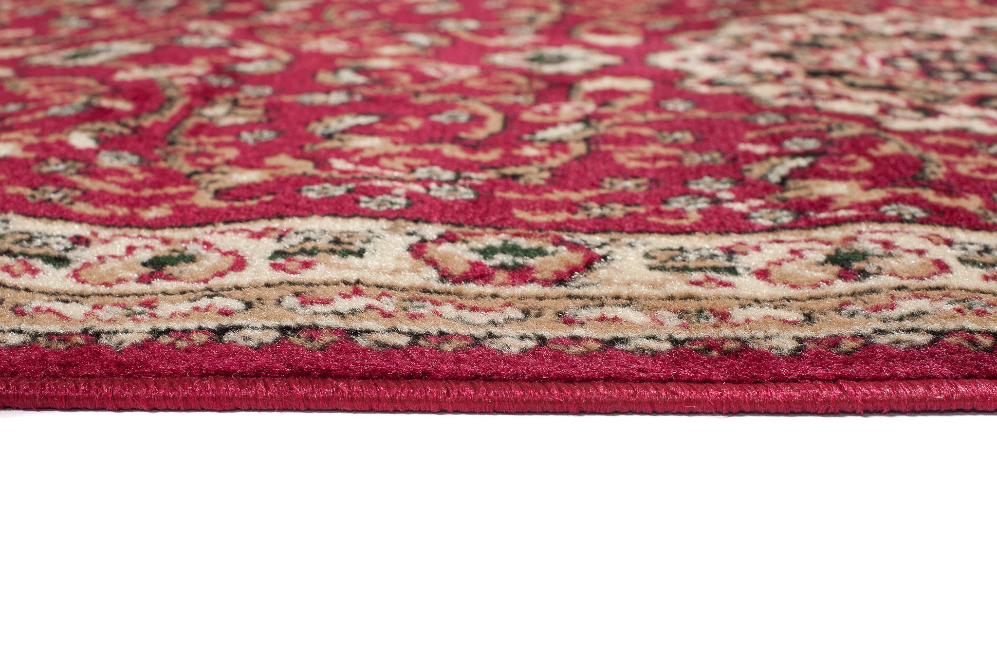 TAPISO Atlas Läufer Kurzflor Teppich Wohnzimmer Klassisch Rot Creme Floral Muster Bordüre Schlafzimmer Traditionell ÖKOTEX 80 x 300 cm