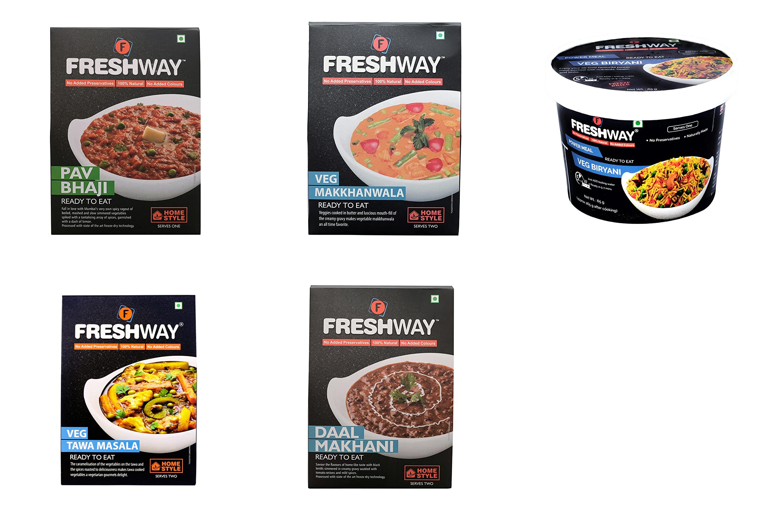 Freshway Ready to Eat Combo | Veg Biryani Box, Pav Bhaji, Tawa Masala, Makkhanwala, Daal Makhani (B082SMYMVD) Amazon Price History, Amazon Price Tracker