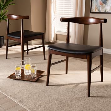 Baxton Studio Dining Chairs, One Size, Black/Walnut