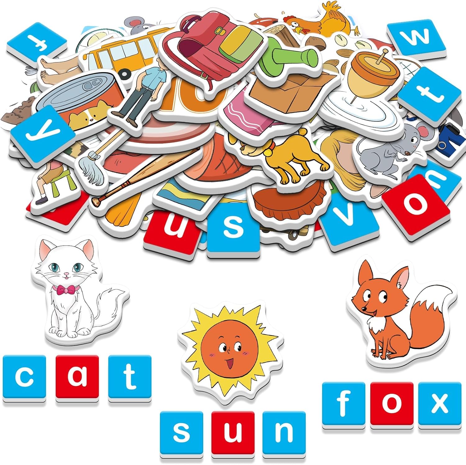 Quilinz CVC Magnets Word Games,Fridge Magnets for Kids, Magnetic Letters for Classroom, Toddler Alphabet Learning Toys, Speech Therapy Materials, Phonic Games for 3+,Kindergarten Classroom Must Haves