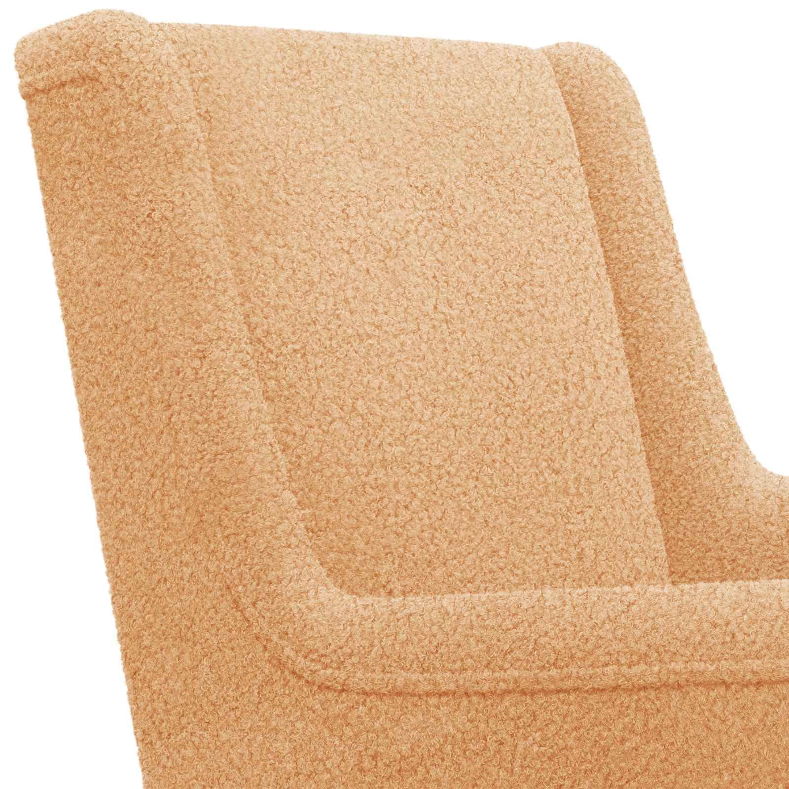 Mecedora Bouclé beige con estructura de metal y madera, 62 x 80 x 85 cm, función basculante y cómodo acolchado para salón, dormitorio, habitación infantil y tranquilidad