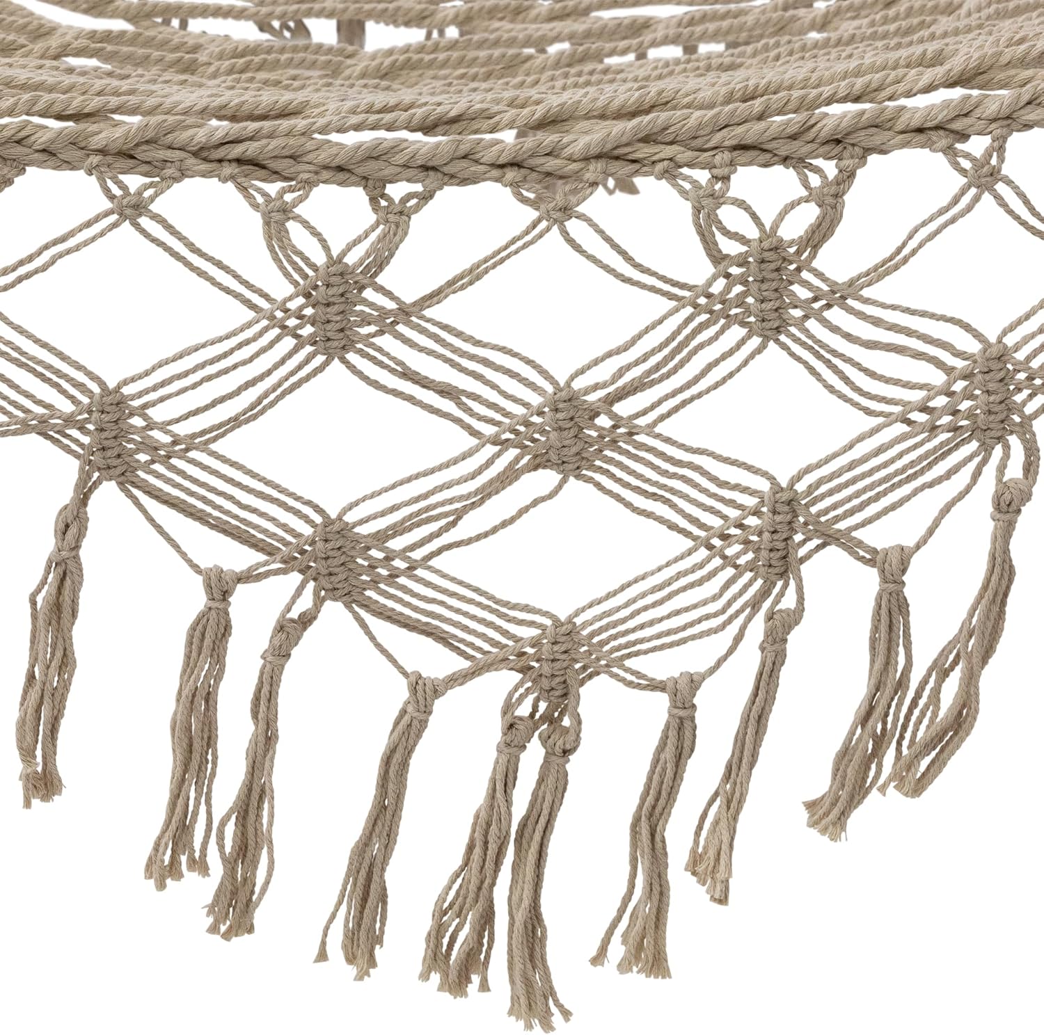 Northlight 74" White Lattice Macrame Rope Hammock with Wooden Bars