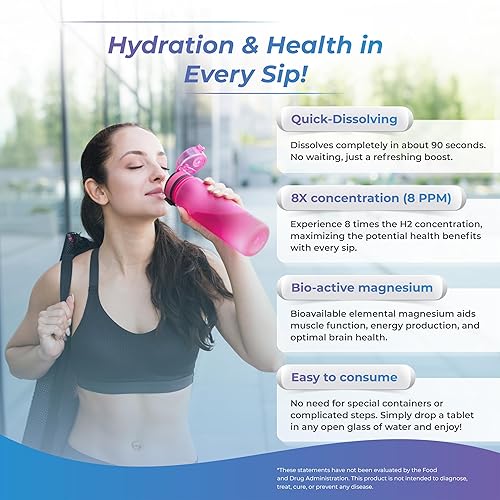 Miniatura 7 de Wellness Extract Tabletas de agua de hidrógeno molecular H2 con tecnología efervescente para una hidratación saludable, energía óptima y apoyo al