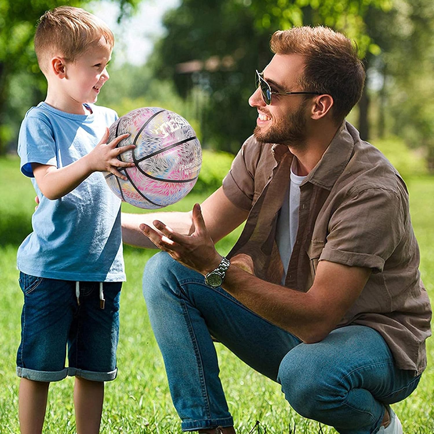 YiToPus Luminous Reflective No. 7 PU Basketball Sporting Goods Night Glowing Basketball (White Feathers) : Sports & Outdoors