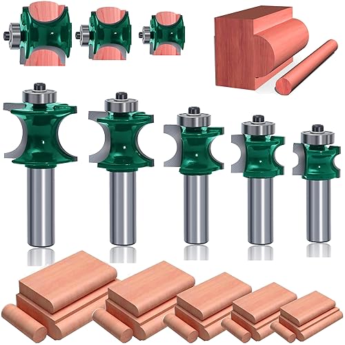 LEATBUY - Juego de 5 brocas de enrutador de 12 pulgada, vástago de punta de tora, cortador de madera, herramienta de carburo para puerta, mesa,
