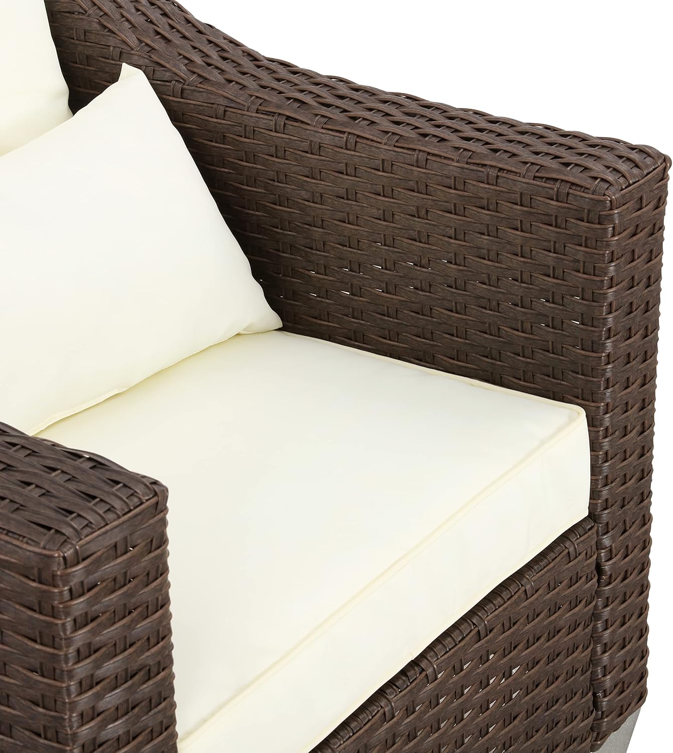 LOKATSE HOME Wicker Sofa Outdoor Patio Rattan Furniture Armchair with Cushion for Balcony, Backyard, Garden, Beige : Patio, Lawn & Garden